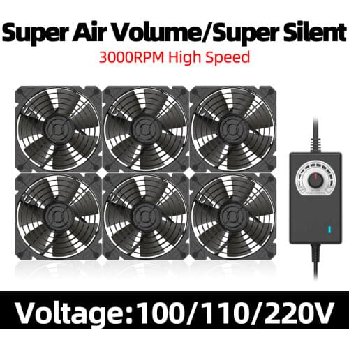 12cm High Speed Large Air Volume 100V 220V Btc Mining Machine Chassis Workstation Cabinet 120MM Violent Server Cooling Fan Kit