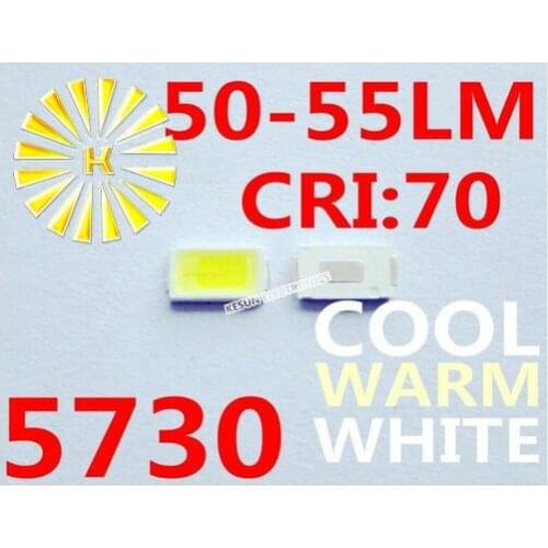 17000PCS x 5730 White Warm White Cool White 0.5W 50-55LM Ultra Bright SMD LED Indication
