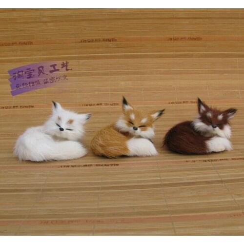 3 pieces a lot mini simulation fox toys polyethylene&fur fox models gift about 8x7x7cm 1177