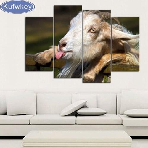 5D DIY Diamond Painting Cross Stitch 4pcs/set Goat Canvas Set,Farm Animal Country decor Diamond Embroidery mosaic painting
