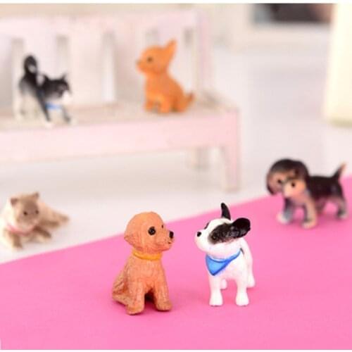 85DE 6pcs 1:12 Cat And Dog Dollhouse Miniature Model Doll House Home Moss Decoration