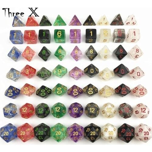 7PCS/SET Juegos De Mesa Dados,Set of D4-D20 Polyhedral Dice for Rpg DND Sets