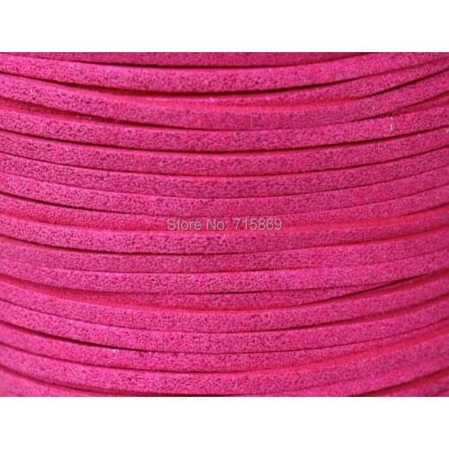 Free Ship 100 Meters 10mm x 1.5mm Metallic Hot Pink Flat Faux Suede Leather Cord For Necklace and Bracelet