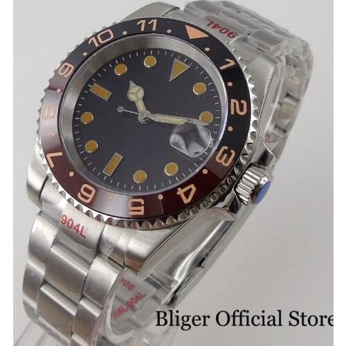 BLIGER Business Orange Index NH35A MIYOTA 8215 Watch Men Movement Steel Oyster Band Slide Clasp Blac&Red Insert Sapphire Glass