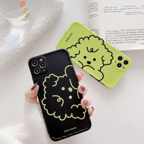 Korean fashion Teddy puppy dog couple Phone Case For iPhone 12 11 Pro Max XS Max XR X 7 8 Plus 12 mini 7Plus Cute Silicone cover