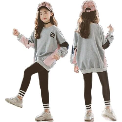 Kids Football Baby Outfits Suits Girls Tracksuit Long Sleeve Gray Beige Sweatshirt Coats Leggings Children Clothing Sport Sets