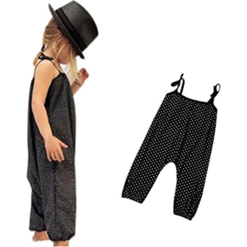 Kids Overalls Summer Girls Sleeveless Dot Pattern Sling Rompers Kids Casual Bodysuit Jumpsuit Clothes Childrens Clothing