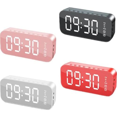 Home Decor Alarm Clocks Bluetooth Speaker Alarm Clock Mirror Mobile Phone Subwoofer Speaker Multifunctional Clocks Fast Ship