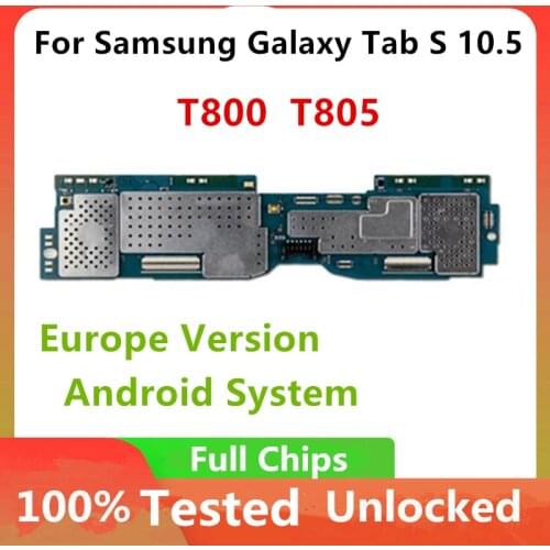 For Samsung Galaxy Tab S 10.5 Motherboard T800 WiFi T805 SIM Card ,Original Unlocked Mainboard Logic Board With Chips Android