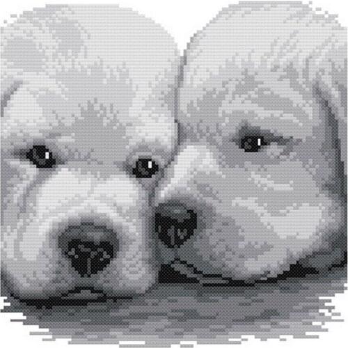 Fantasy; Bead Embroidery kit; Beaded Cross Stitch; Contemporary Embroidery; Tow Dogs Needlepoint; Handcra 12.3“x12.3