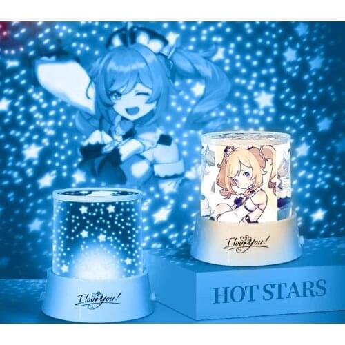 Genshin Impact Diy Luminaries Cosplay Genshin Paimon Amber Barbara Diluc Keli Projection Lamp Kawaii Accessory Gift Decoration
