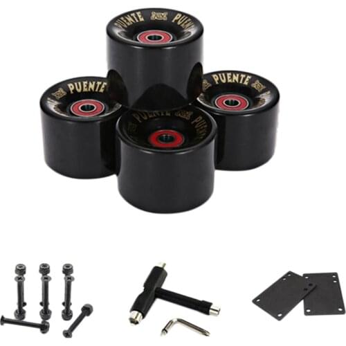 PUENTE 4PCS Skateboard Wheels with Bearings ABEC-9 60X45mm PU Longboard Wheels