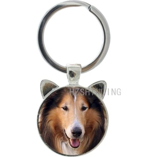 2016 hot selling dog keychain Long-Haired Rough Collie Mini Schnauzer Terrier Puppy Alaskan Malamute key chain ring holder CN754