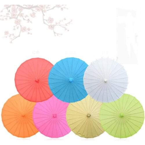 20pcs/lot Children Size Small Chinese Art Craft Umbrella Blank Paper Long Handle Wedding Parasol 23.6inch 60cm SN1100