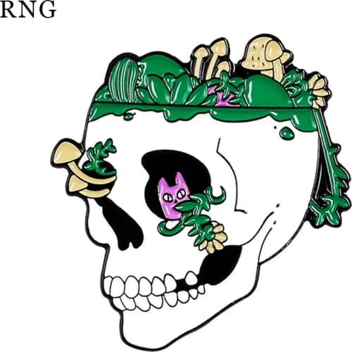 RNG horror skull Metal Enamel Pin Halloween Ghost Skull aquatic plant headscarf badge jewelry personality backpack bear Brooch