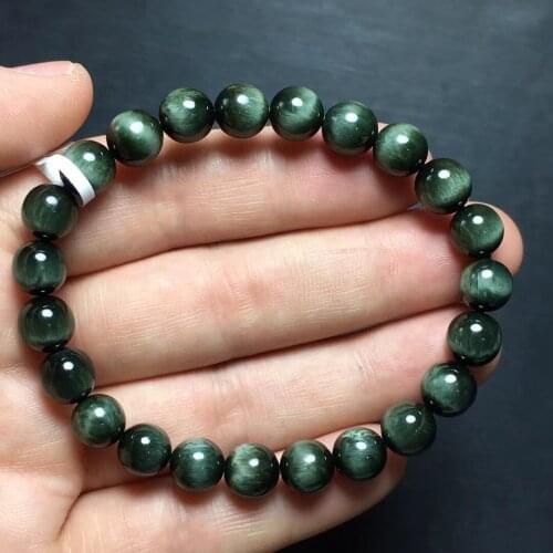 Genuine Natural Green Rutilated Quartz Clear Round Beads Bracelet 8mm Women Men Fashion Wealthy Stone Genuine AAAAAA