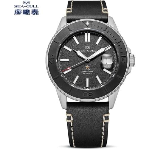 2021 New Seagull Mens Watch Calendar Luminous Diving Countdown Automatic Mechanical Watch Frosted Ceramic Ring 1207