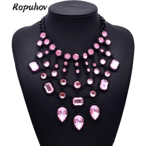 ROPUHOV New Waterdrop Statement Crystal Pendant Necklace Fashion Design Jewelry Necklaces for Women Wholesale Jewelry