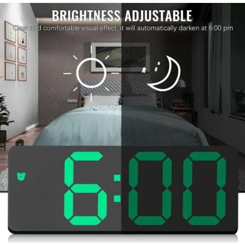 New Arrivals Mirror LED Alarm Clock Night Light Thermometer Digital Clock USB Charging Electronic Desktop Student Clock