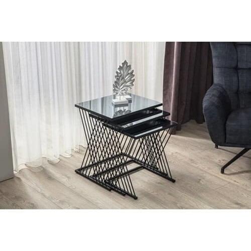 New Modern 2021 Natural Decorative Coffee Tables Diamond Metal Foot Mirror Black Zigon Coffee Table