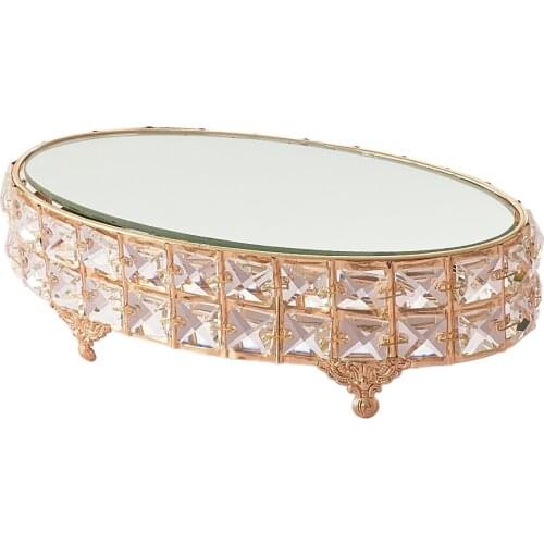 Oval Mirror-top Cake Stand Fruit Tray for Birthday Party Home Decoration