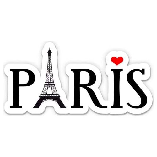 Paris Eiffel Tower Cute Travel - 3" Vinyl Sticker - For Car Laptop I-Pad Phone Helmet Hard Hat - Waterproof Decal