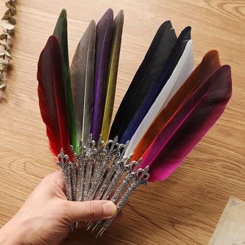 1 Set English Calligraphy Feather Dip Pen Writing Stationery Set with 5 Nib Birthday Gift Retro Quill Fountain Pen Office Supply
