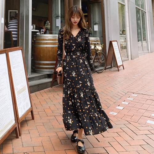 Floral Dress Popular New Print Overknee Dress Woman Dresses Vestido De Mujer Femme Robe