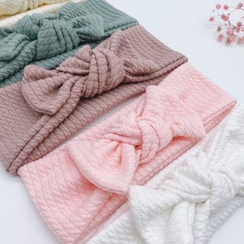 16 PCS, Newborn Baby Waffle Knit Headband, Knotted Bow Headwrap, Baby Shower Gift Hair Accessories