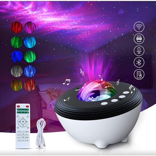 Star Projector LED Galaxy Night Light Lamp Work With Alexa Smart Wifi Rotating Starry Wave Sound Activated Lights Christmas Gift