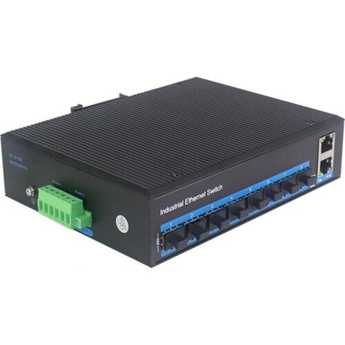 Industrial Ethernet Switch Optical Fiber Transceiver Gigabit 8 Optical 2 RJ45 Connector SFP Network Monitoring Switch Rail Type
