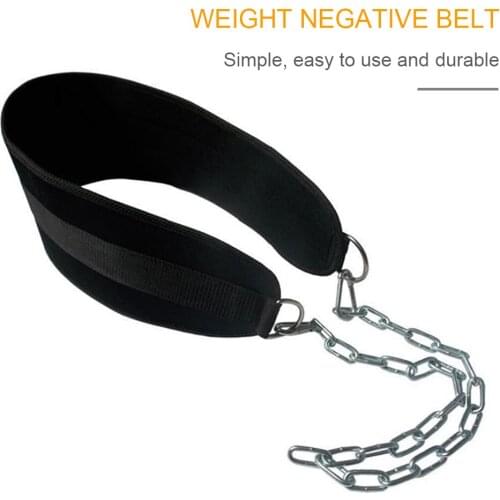 Thick Neoprene Weight Lifting Belt with Chain Dipping Belt for Pull Up Chin Up Kettlebell Barbell Fitness Bodybuilding Gym Belt