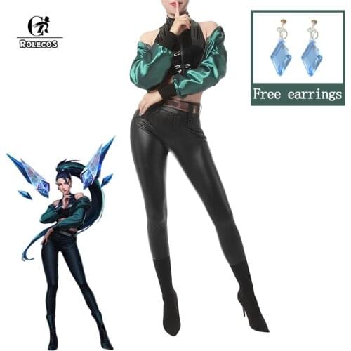 ROLECOS LOL KDA Baddest Kaisa Cosplay Costume LOL KDA Cosplay Game Sexy Costume Kaisa Jacket Vest Tight Pants Women Halloween