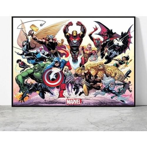 Marvel Avengers Poster Comics Superhero Wall Art Print Canvas Painting Wall Picture for Living Room Office Bedroom Decor