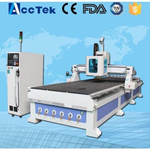Shandong AccTek new design cnc router woodworking1550C with linear auto tool changers for sale