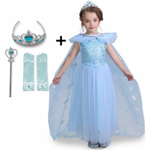 Snow Queen 2 Purple Girls Elsa Dress Infant Fancy Fairy Dress Easter Carnival Costume Halloween Child Party Gown Girls Dress Up