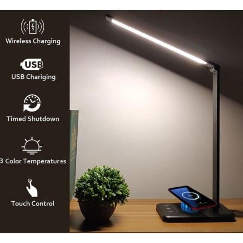 LED Desk Reading Lamp Dimable RotatableTouch Table Lamp USB Chargeable Eye-protect With Timer For Mobile Phone Charge Book Light
