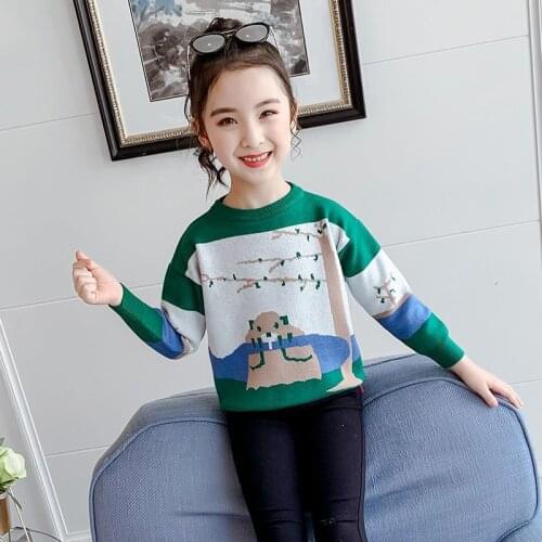 Girls Sweater Kids Babys Coat Outwear 2021 Retro Thicken Warm Winter Autumn Knitting Tops Pure Cotton Childrens Clothing