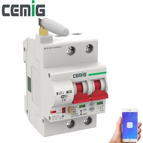 Smart WiFi Circuit Breaker 2P Remote Control By eWelink App Work With Alexa Overload And Short Circuit Protection