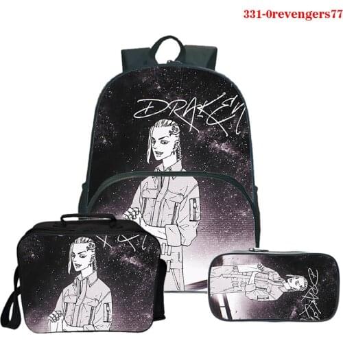 High Quality Tokyo Revengers School Rucksack Boys Schoolbag Anime Backpack 3 Set Tokyo Revengers Backpacks Lunch Bag Pencil Case