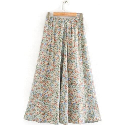 2020 Women New Fashion Spring Floral Print Za Long Skirts Female Chic High Waist A-line Skirt Young Lady Sweet Flower Skirts