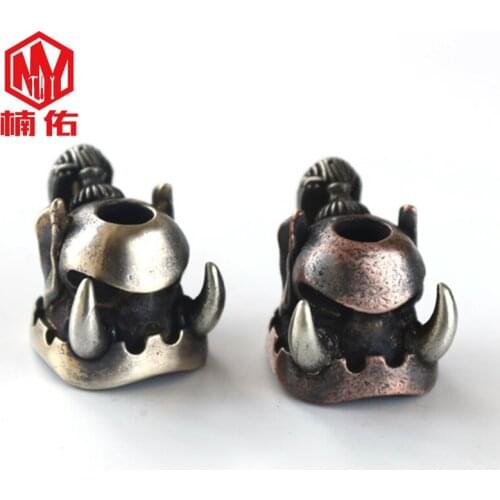 1PCS EDC Knife Bead Brass Half Orc Outdoor Tool Survival Bracelet Paracord Pendant