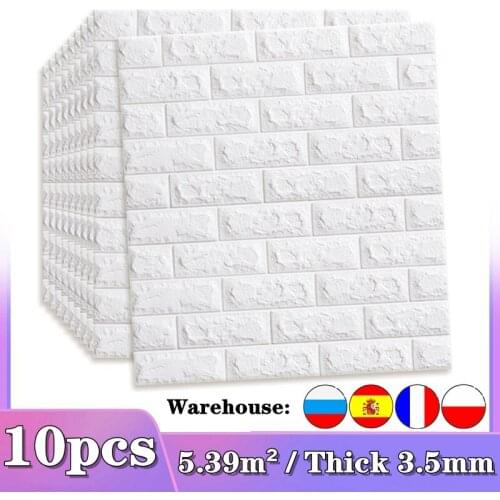 10pc 3D Wall Sticker Imitation Brick Bedroom Decor Waterproof Self-adhesive Wallpaper For Living Room TV Backdrop Decoration
