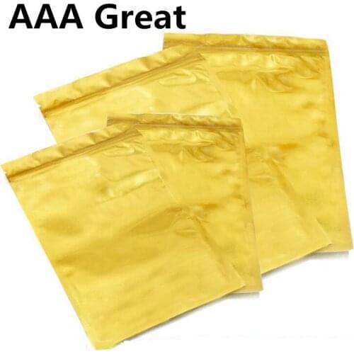 100Pcs/Lot Aluminum Foil Bag Packaging Pouches Food Coffee Tea Mylar Foil Zip Lock Gold Grain Party Storage Bags Gifts