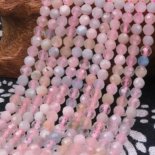 2mm 3mm Natural Morganite Stone Multi Color Beryl Facet Gemstone Loose Beads DIY Accessory for Jewelry Necklace Bracelet Making