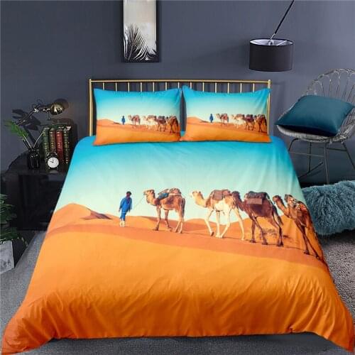 Bedding Sets Luxury 3D Desert Camel Print 2/3Pcs Comfortable Kids Duvet Cover Pillowcase Home Textile Single Queen and King Size
