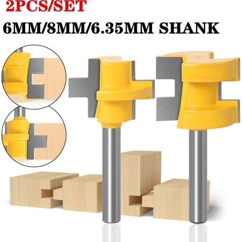 2pcs Mini Tongue & Groove Router Bit Set - 6mm 8mm 1/4" Shank Line knife Woodworking cutter Tenon Cutter for Woodworking Tools