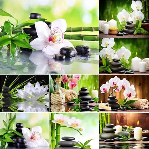 5D Diamond Embroidery Orchid Cross Stitch Diamond Painting Full Square Landscape Rhinestones Art Picture Mosaic Home Decor Gift