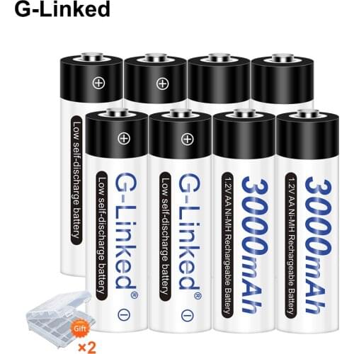 8PCS G-Linked 1.2V AA Battery Low self-discharge AA Battery 1.2V 3000mAh Ni-MH AA Rechargeable Batteries 1.2V Batteries 2A