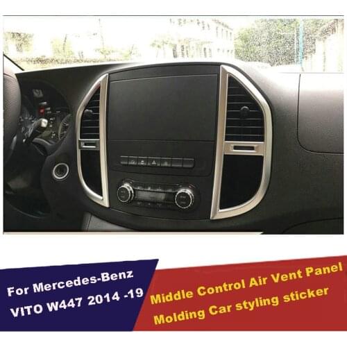 UBLUEE Accessories For Mercedes-Benz Vito W447 2014 2016 2017 ABS Middle Control Air Conditioning Panel Molding Cover Kit Trim